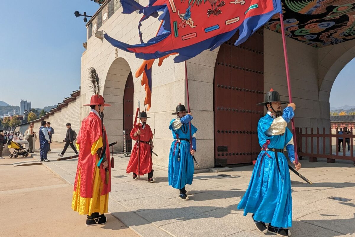 The changing of the guard ceremony at Gyeongbokgung Palace in Seoul, South Korea. Photo by Christopher Elliott