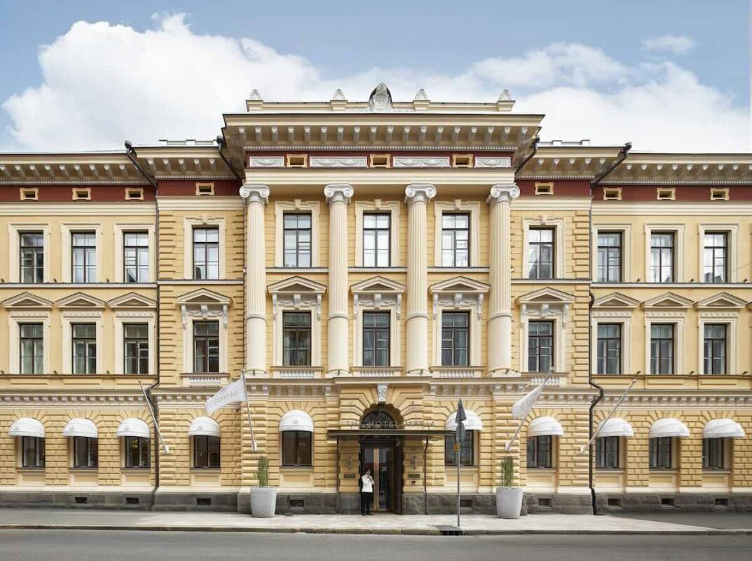 The restored facade of Hotel Maria's in Helsinki.