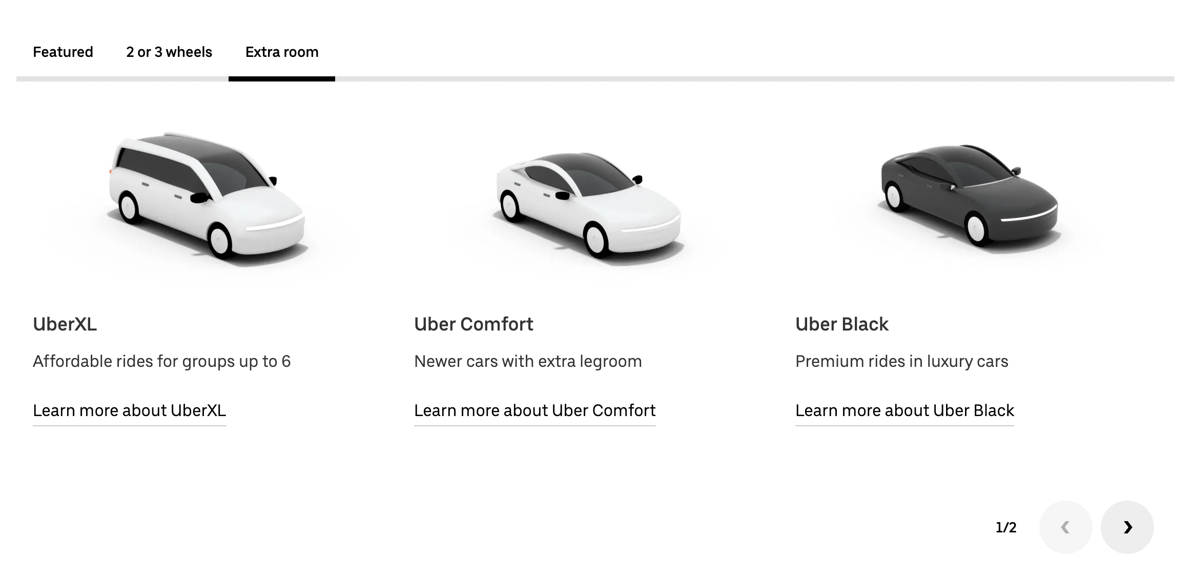 car types on uber