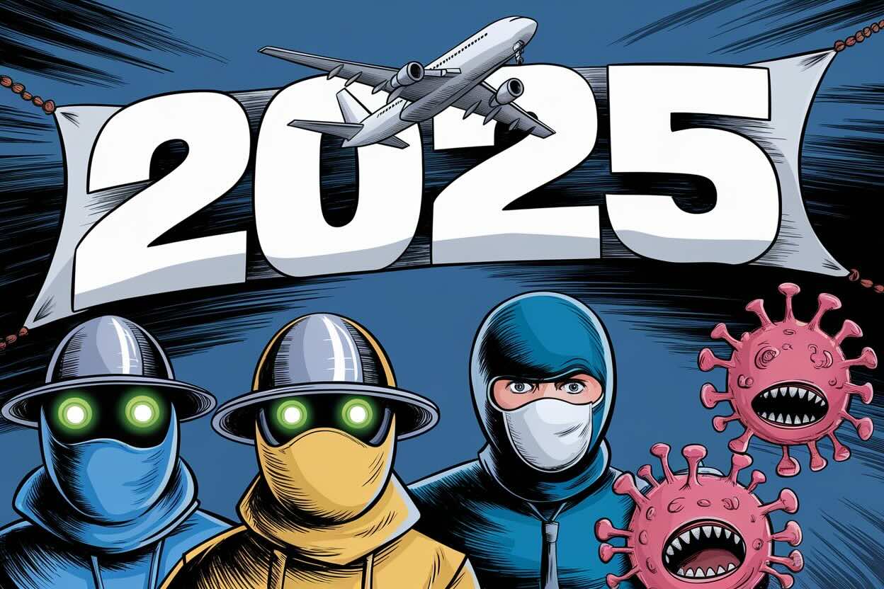 Hackers. Thieves. Infectious diseases. Those are the top security threats in 2025, according to experts.