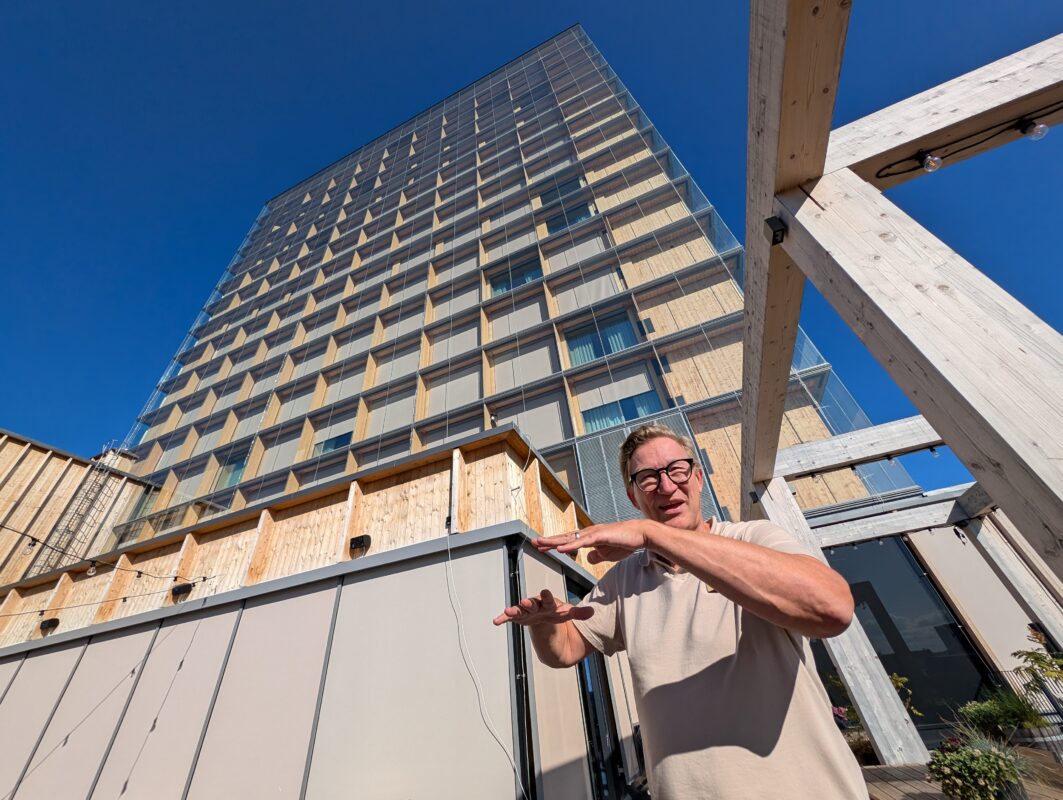 The Wood Hotel's general manager David Åberg, in Skellefteå, Sweden -sustainability